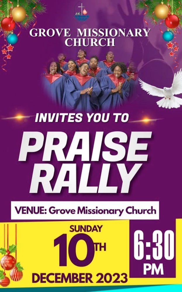 Grove Missionary praise Rally Poster